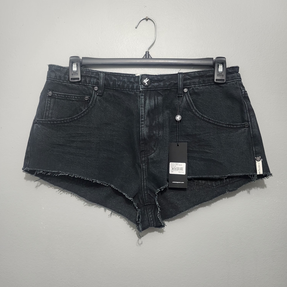 One Teaspoon Black Denim Jean Shorts Size 32 New With Tags